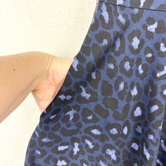 Kate Spade Blue Broome Street Leopard Lace Up Ponte Fit & Flare Dress Sz S Glam - Picture 7 of 13